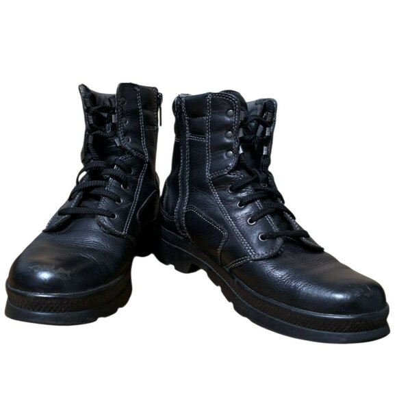 Vintage Harley-Davidson Black Leather Boots Mens 10 Combat Side Zip Motorcycle